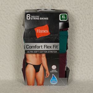 Hanes Tagless String Bikinis Mens XL Multicolor 6 Pack 40-42" Comfort Flex Fit